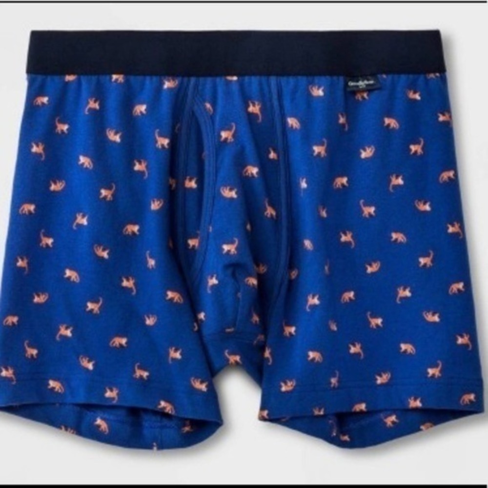 Goodfellow & CO Blue Orange Monkey Cotton Spandex Boxer Brief size L